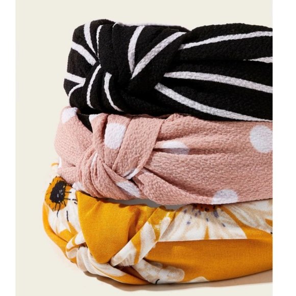 3 for $35 / Flower Polka Dot Print Knot Headband - Picture 3 of 4